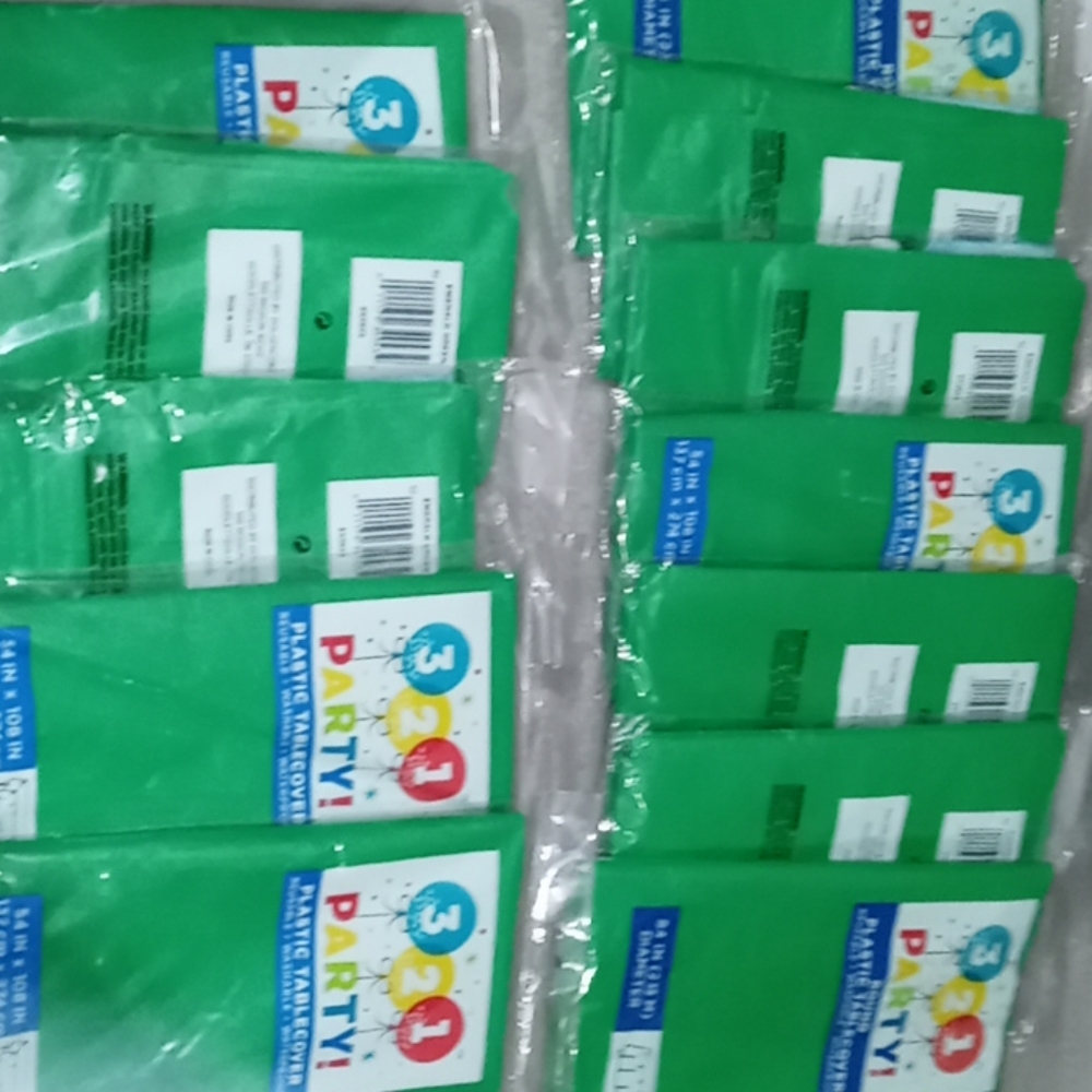 Green plastic tablecovers
